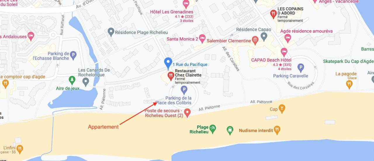 Les Maisons Sur La Plage, T2 Les Pieds Dans L'Eau Agde Exterior photo